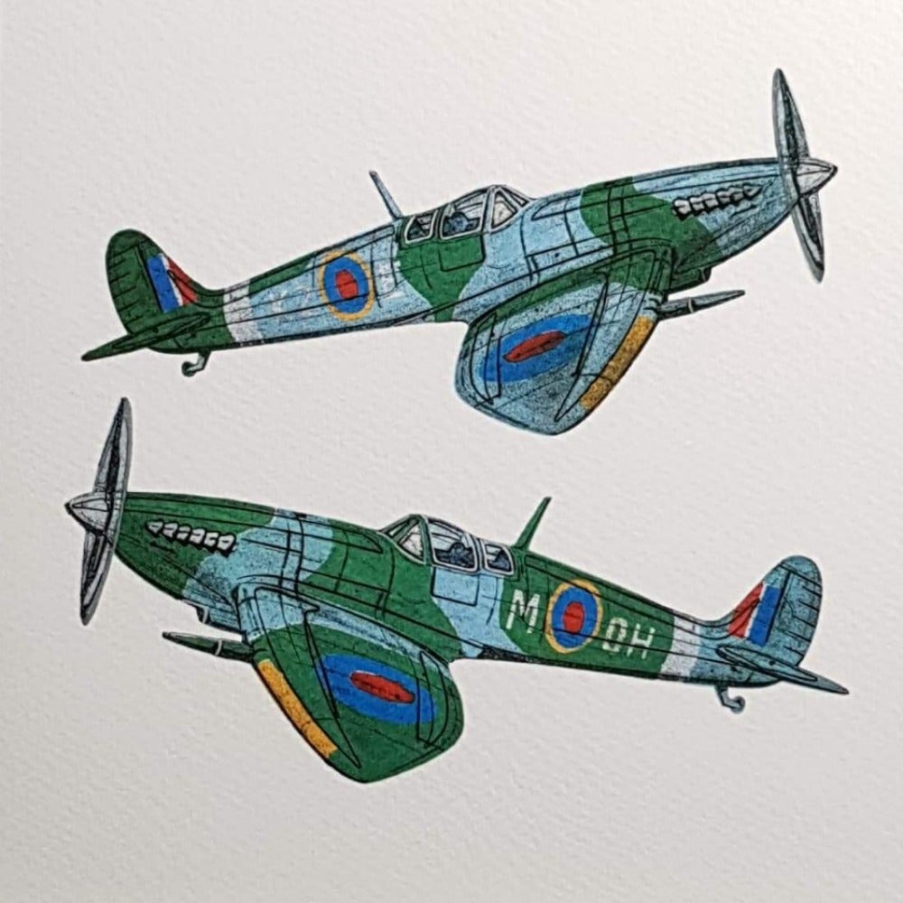 Blank Card - Two Spitfire Air Force Planes