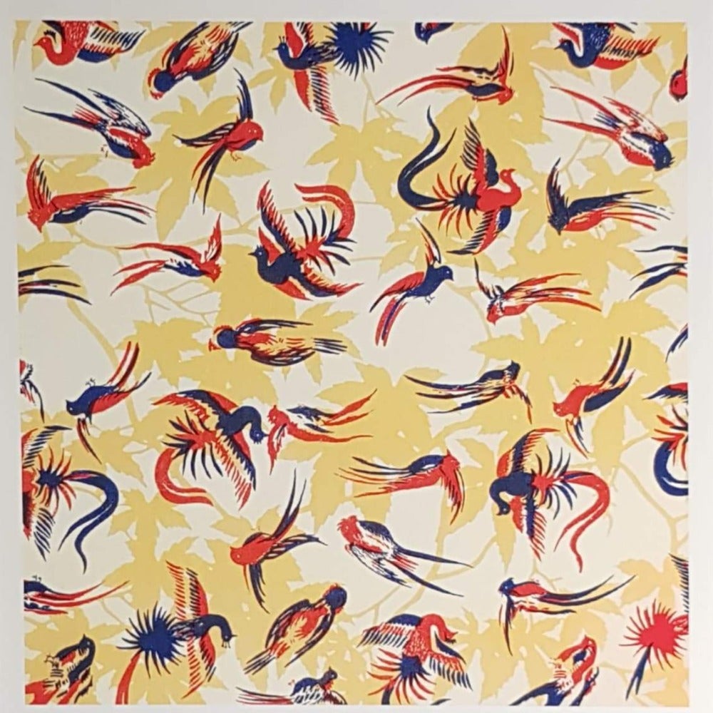 Blank Card - Tropical Flowers & Birds Pattern