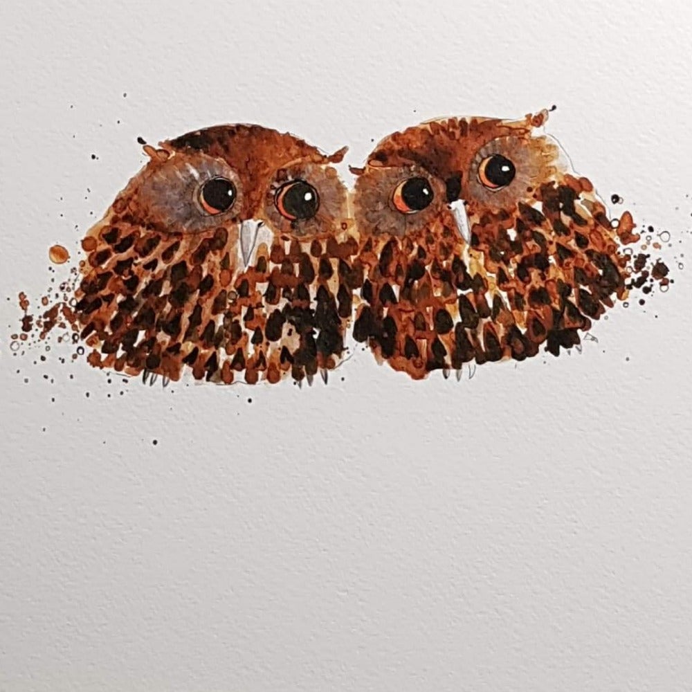 Blank Card - Animal / Love Birds - Owlets
