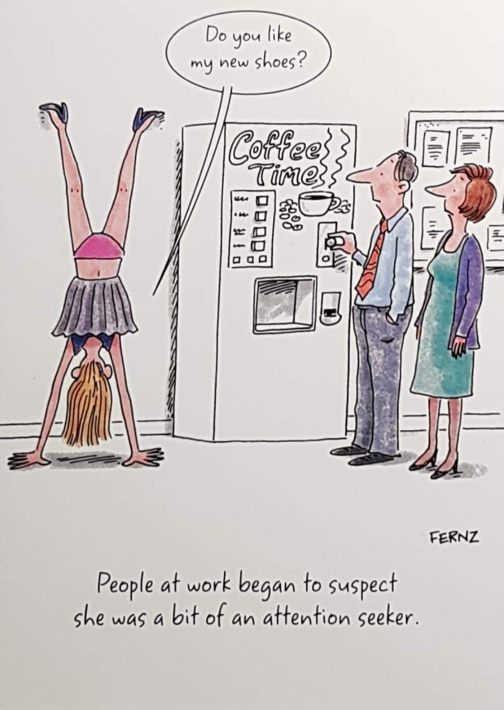 Birthday Card - Humour / Woman Showing off Shoes at Work