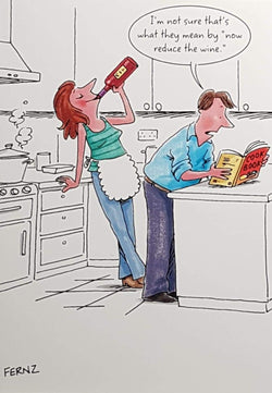 Birthday Card - Humour / Woman Drinking All the Wine