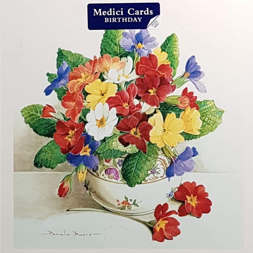Birthday Card - Colourful Flowers in Vase