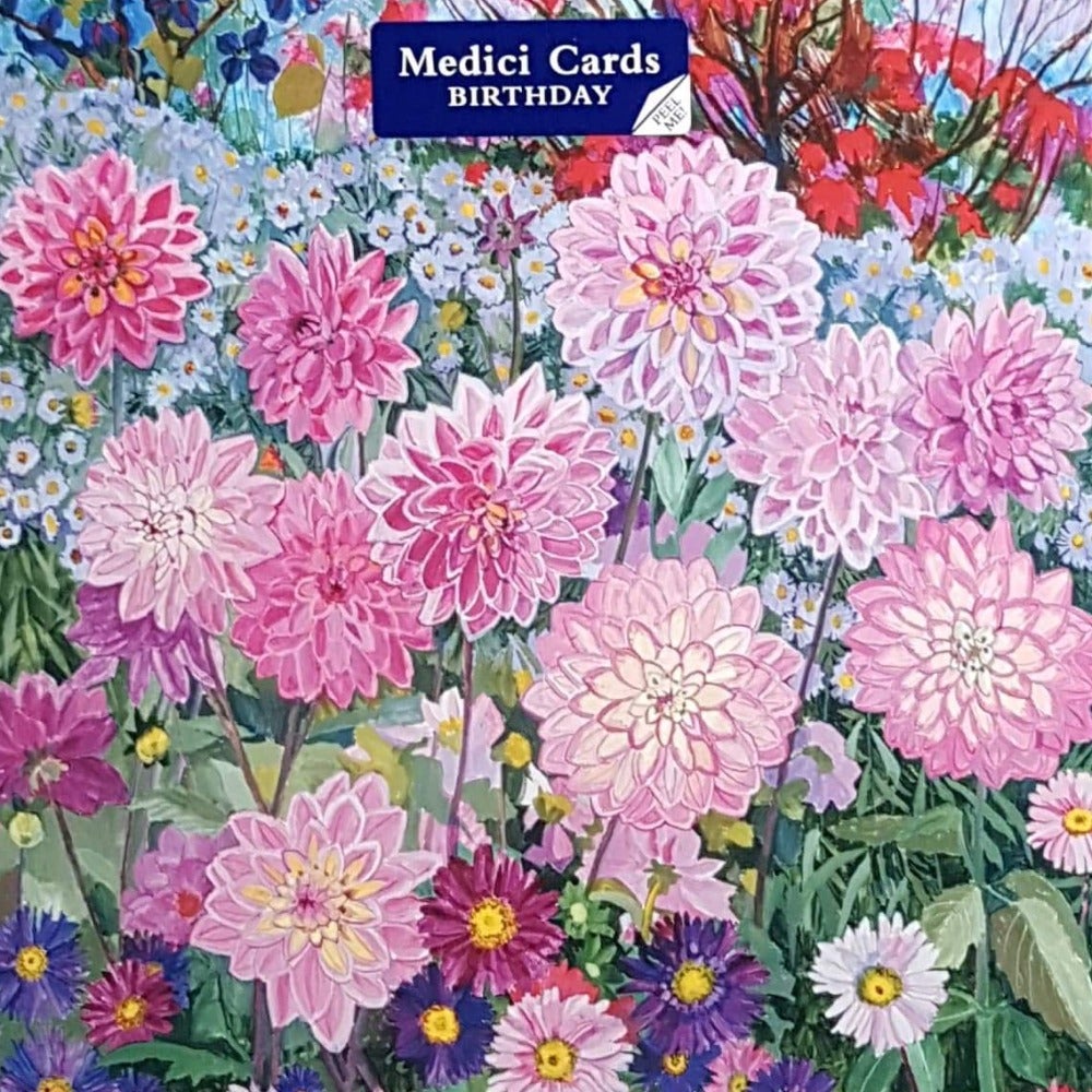Birthday Card - Pink Dahlias