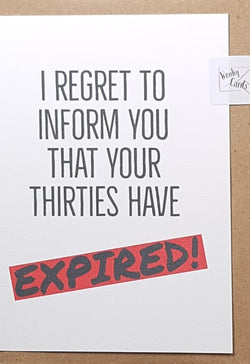 Age 30 Birthday Card - Humour Recyclable and Eco Friendly Card.