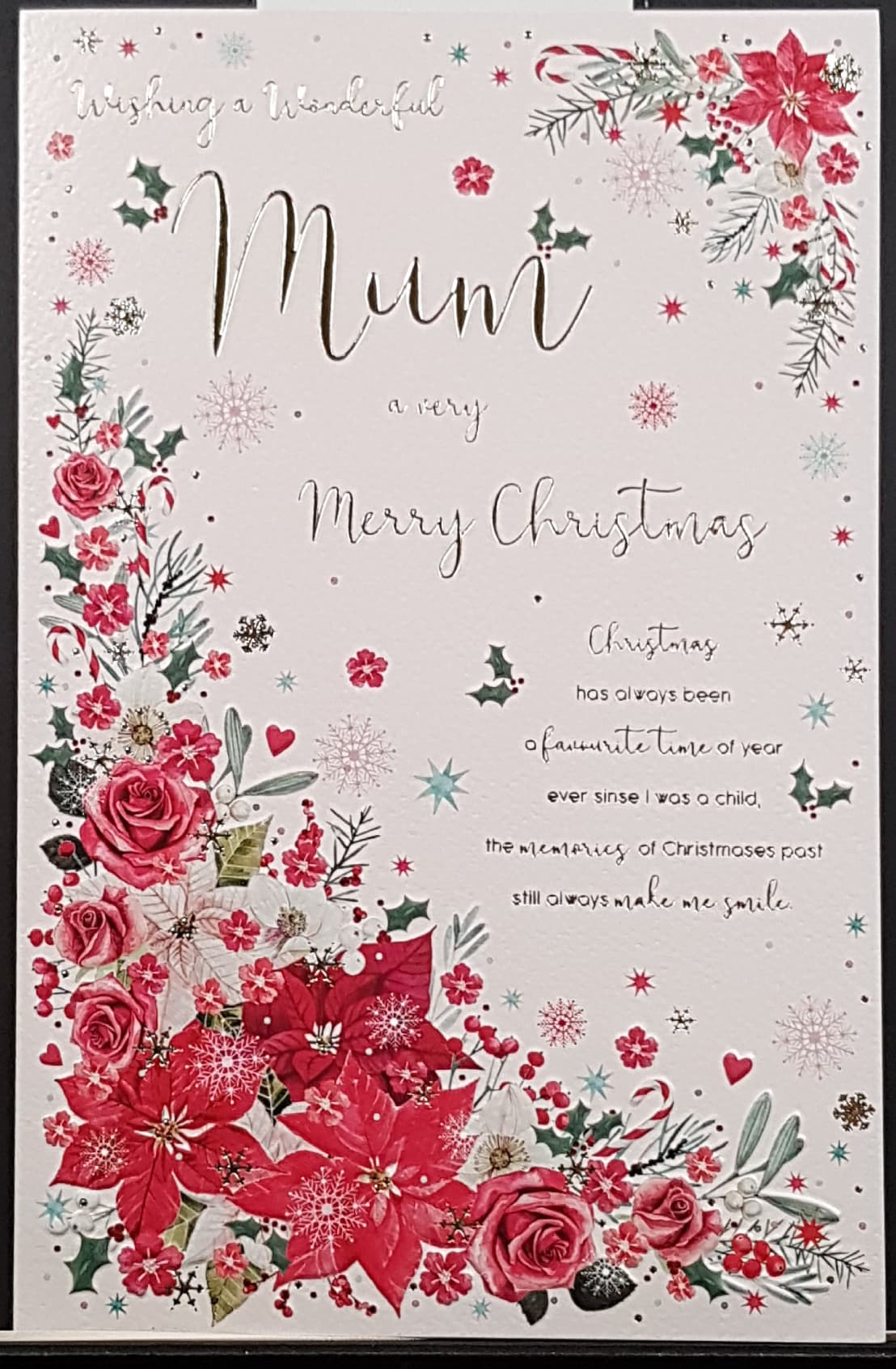 Mum Christmas Card - Frosty Christmas Flowers