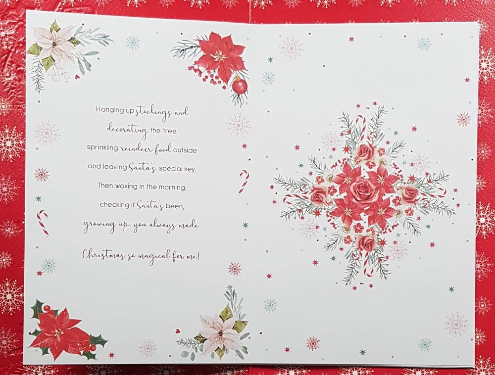 Mum Christmas Card - Frosty Christmas Flowers