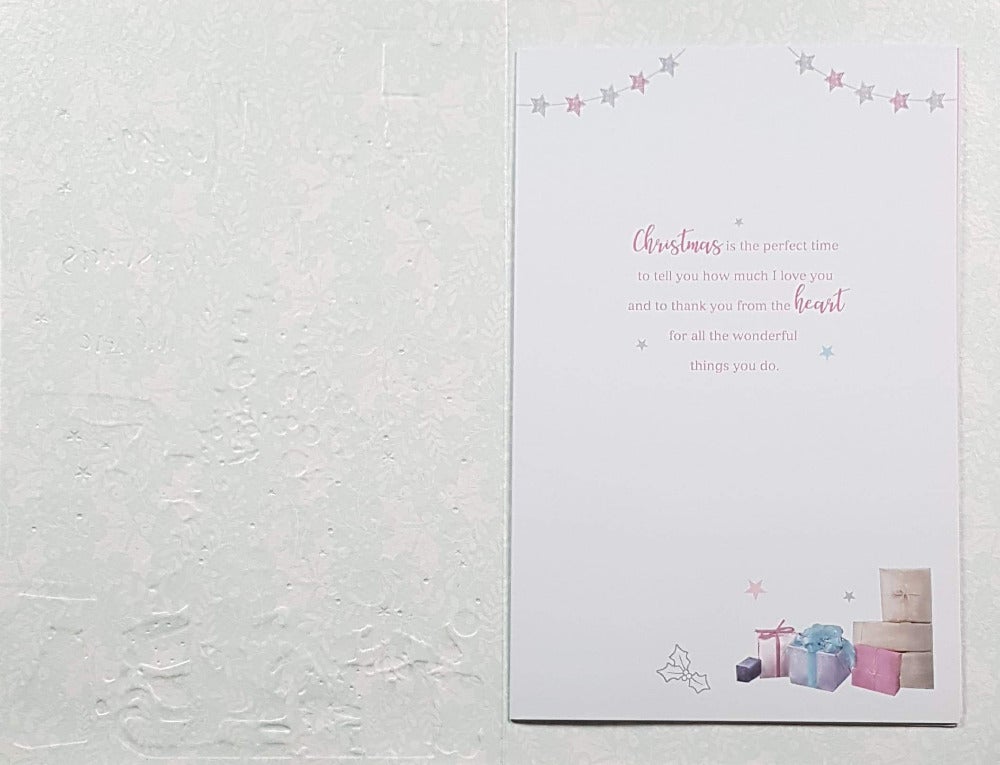 Mum Christmas Card - White & Blue Decorations On The Stylish Christmas Tree