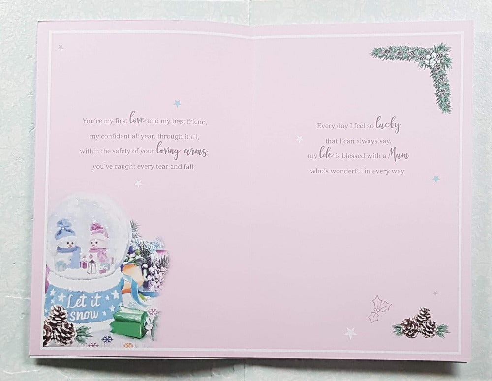 Mum Christmas Card - White & Blue Decorations On The Stylish Christmas Tree