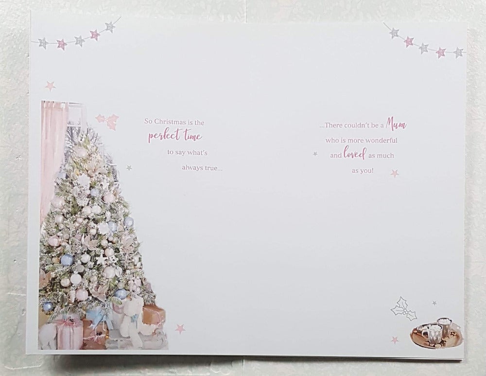 Mum Christmas Card - White & Blue Decorations On The Stylish Christmas Tree