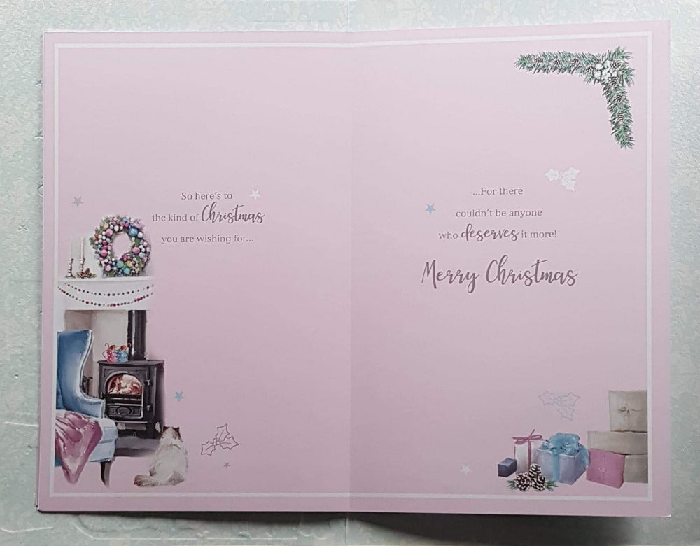 Mum Christmas Card - White & Blue Decorations On The Stylish Christmas Tree