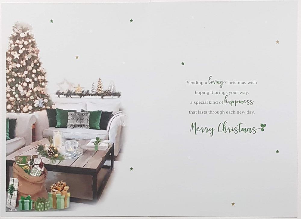 Godfather Christmas Card - Festive Decoration On The Table & Green Bows