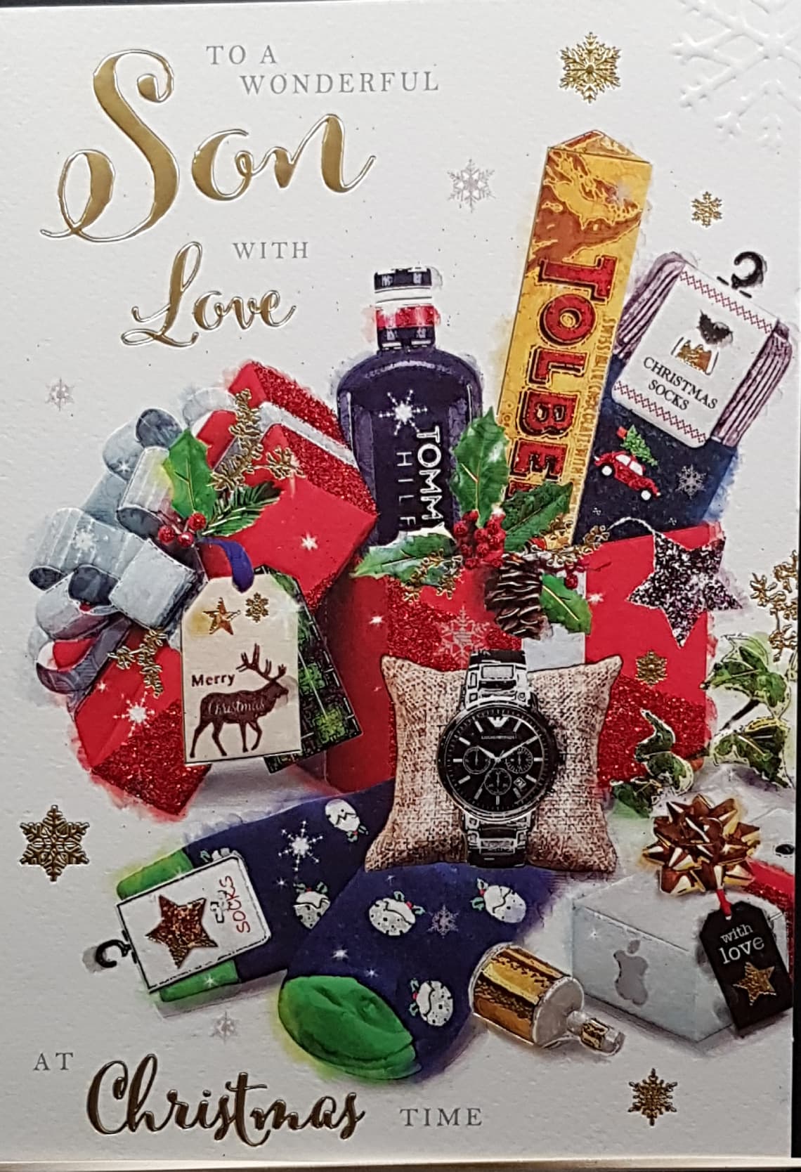 Son Christmas Card - Male Set Of Christmas Gifts