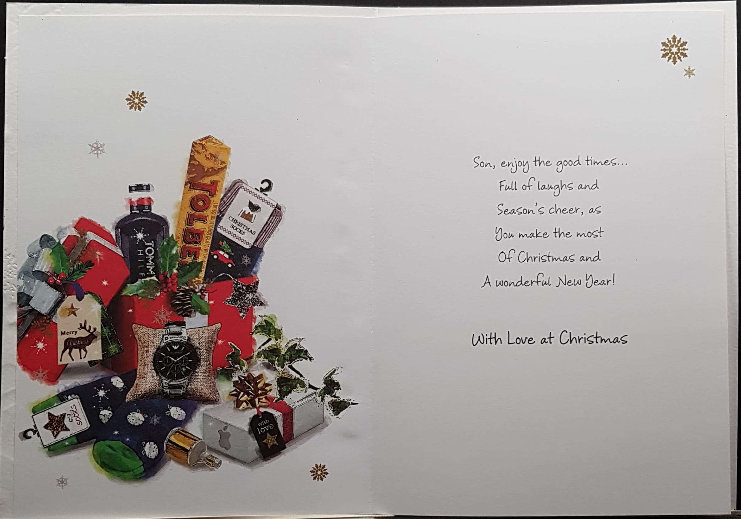 Son Christmas Card - Male Set Of Christmas Gifts