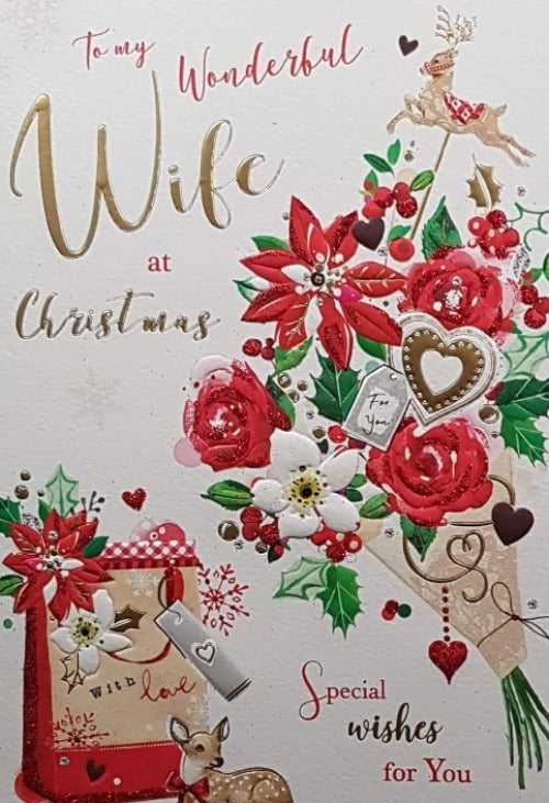 Wife Christmas Card - Baby Roe & Gift Bag
