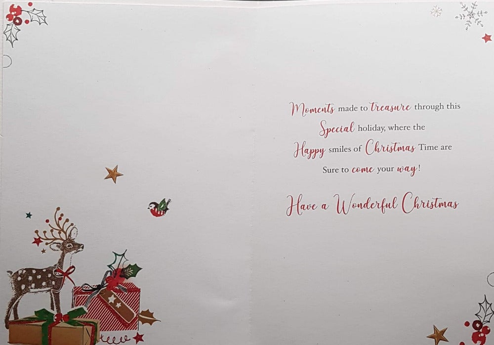 Friend Christmas Card - Reindeer & Christmas Tree