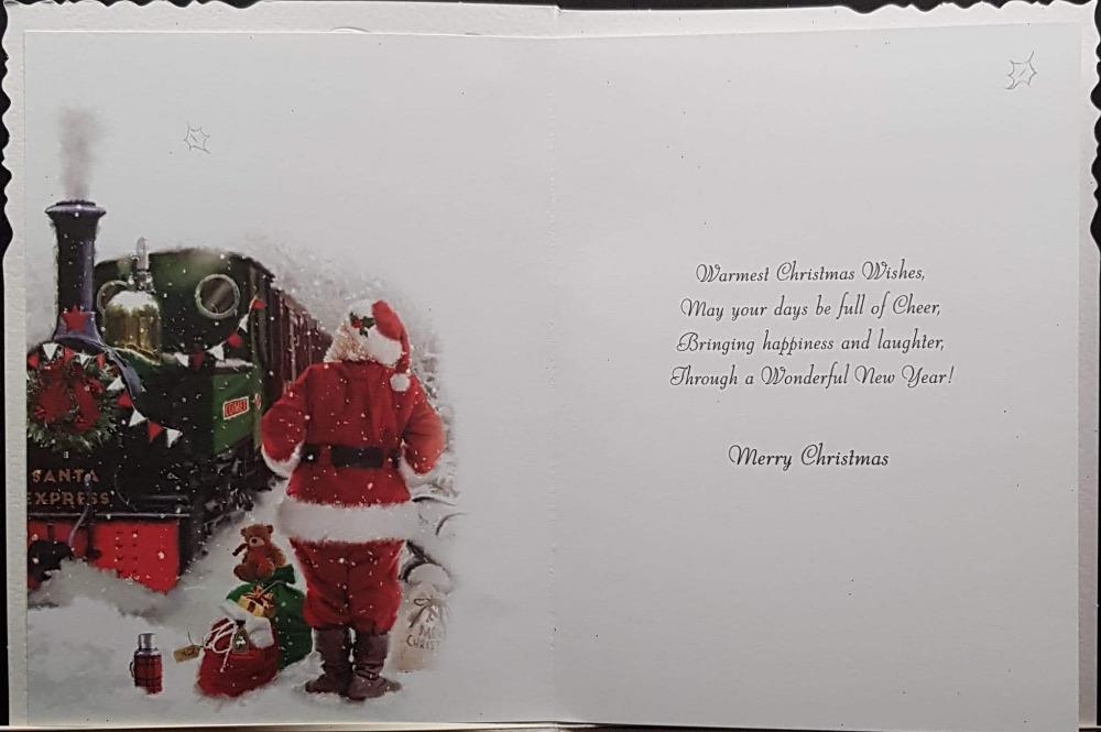 Cousin Christmas Card - Santa Claus On The Train Station