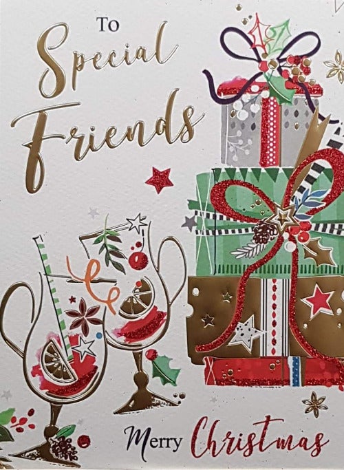 Friend Christmas Card - Two Glasses Of Christmas Drinks