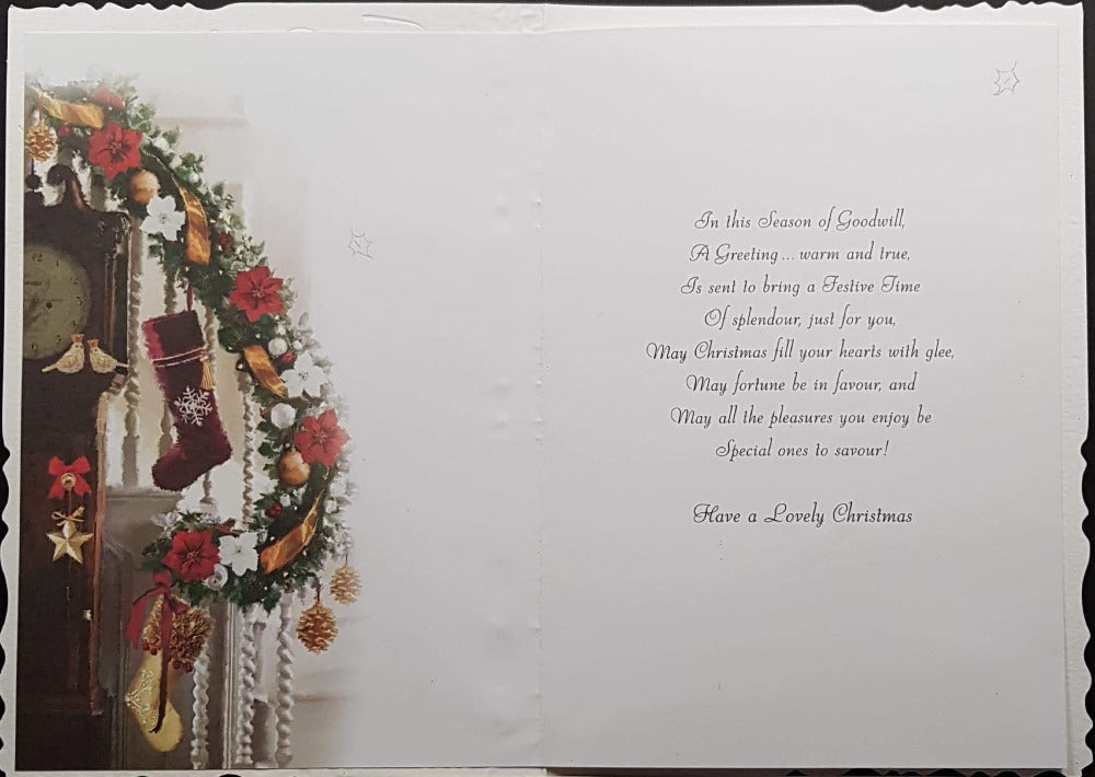 Both Of You Christmas Card - Santa Sitting On The Festive Decorated Stairs