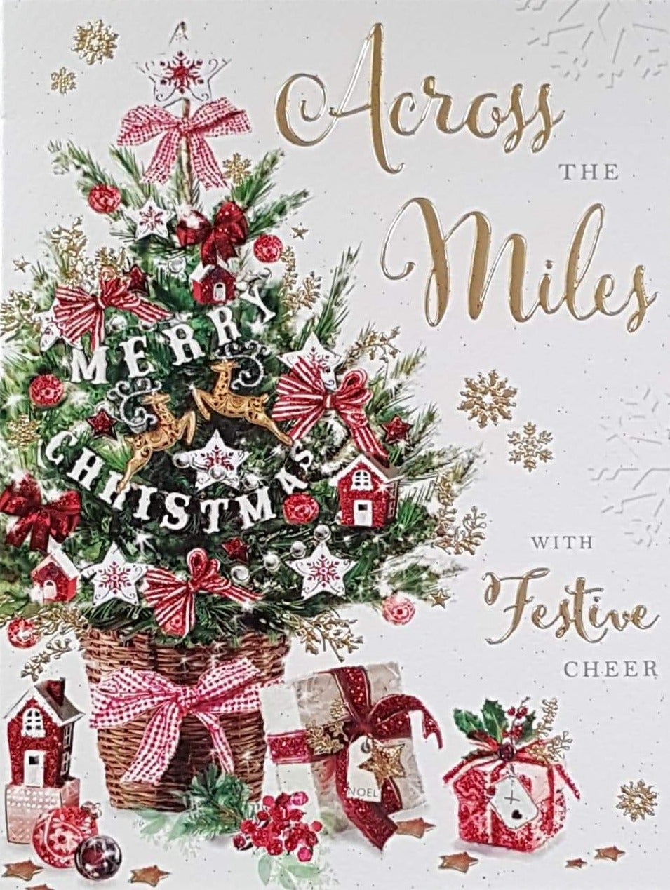 Across The Miles Christmas Card - With Festive Cheer & Decorated Tree & Gifts Beneath