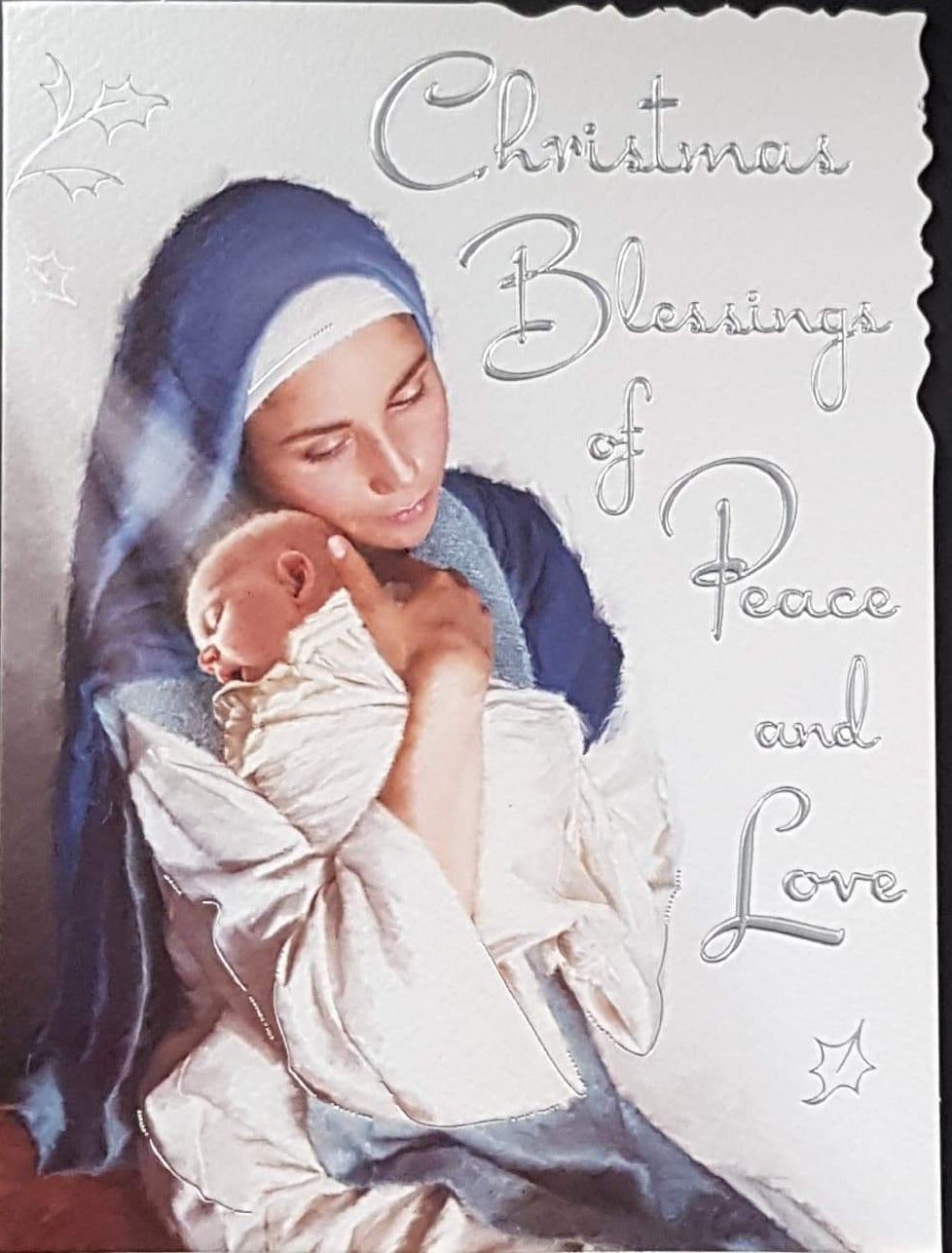 General Christmas Card - Blessings of Peace and Love & Mother Holding Baby