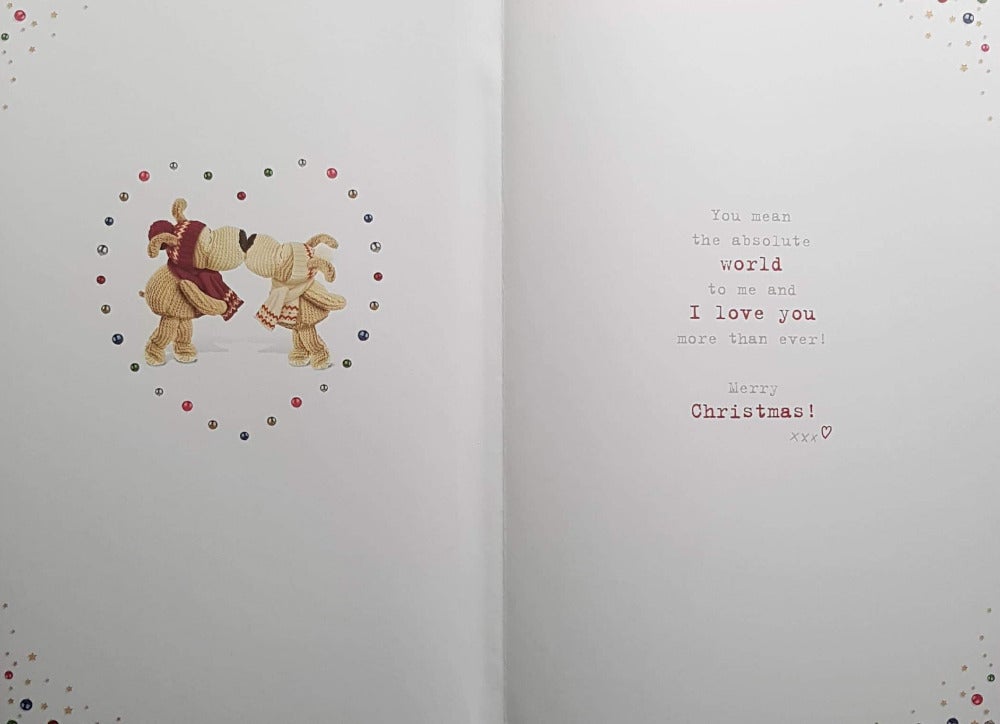 One I love Christmas Card - Gold Ribbon & I Love You Lots And Lots