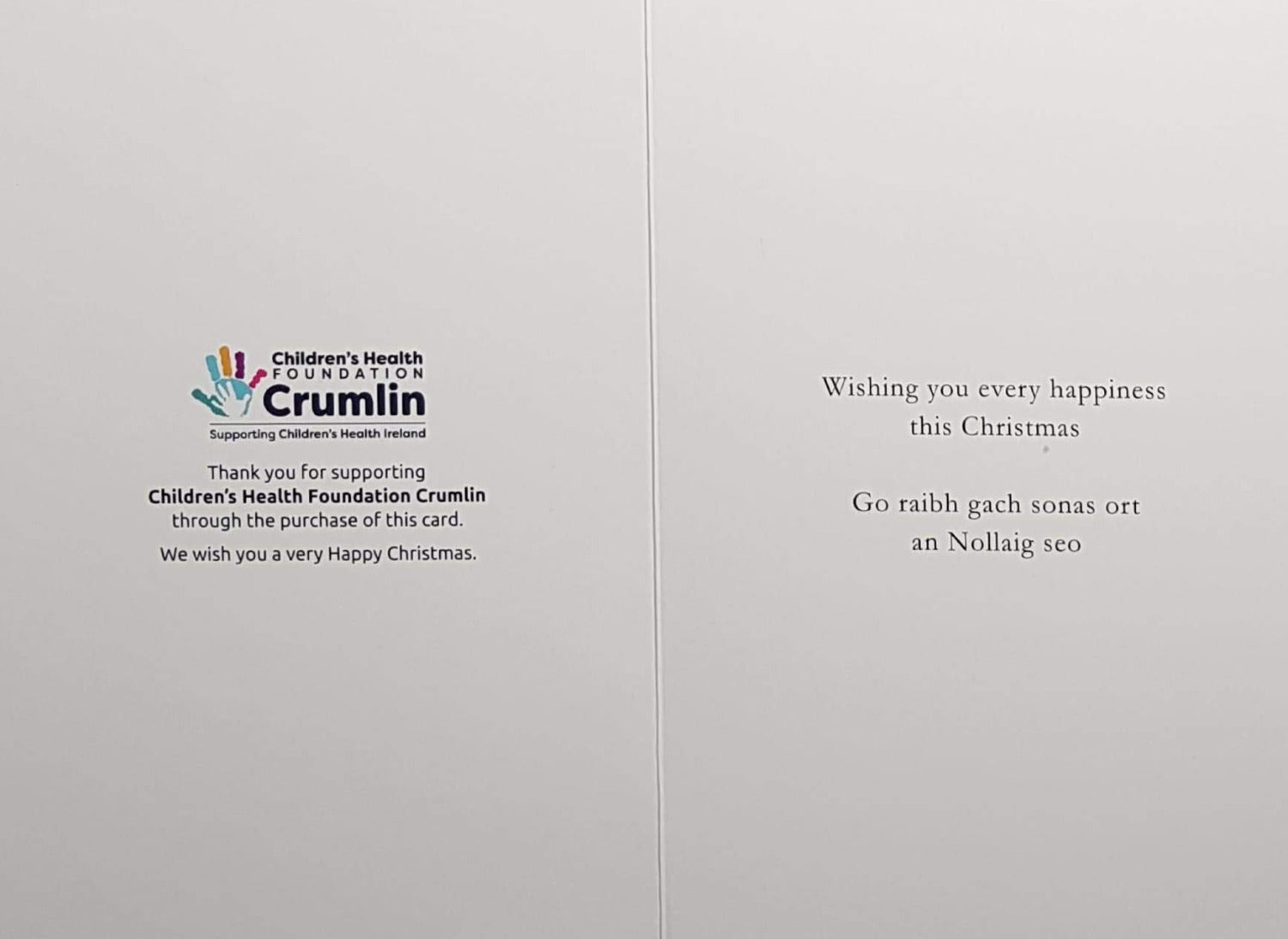 Charity Christmas Card (In Irish & English) - Cello / Children's Health Foundation & Children Rolling A Huge Snowball