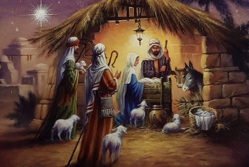 Charity Christmas Card In Irish (In Irish & English) - Cello / Children's Health Foundation & Three Kings And Baby Jesus In Bethlehem