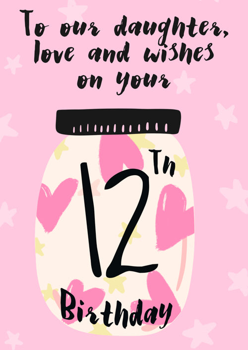 12th Daughter Birthday Card Personalisation