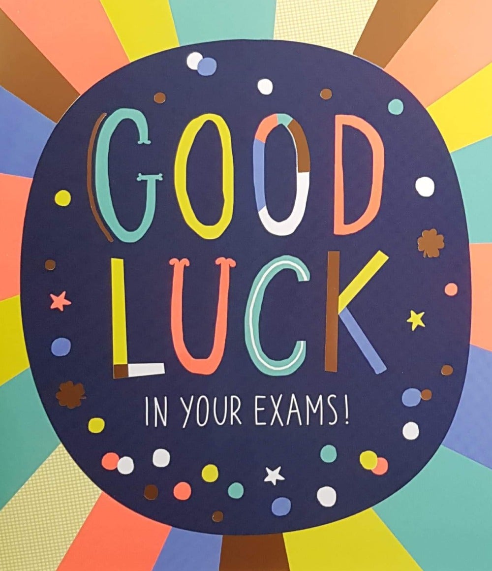 Good Luck Card - Exam / Colorful Stripes & Spots