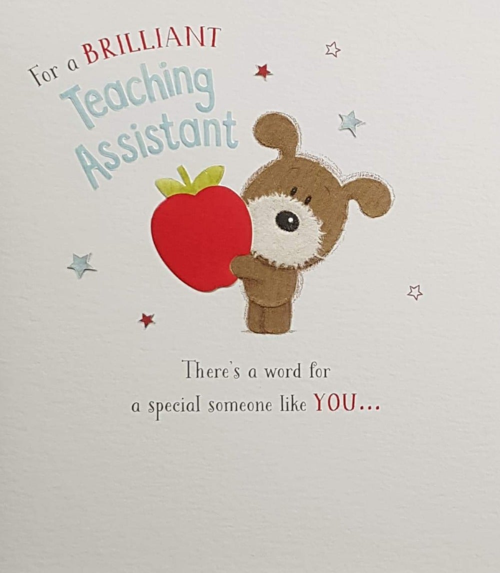 Thank You Card - Teaching Assistant / Teddy Holding Red Apple