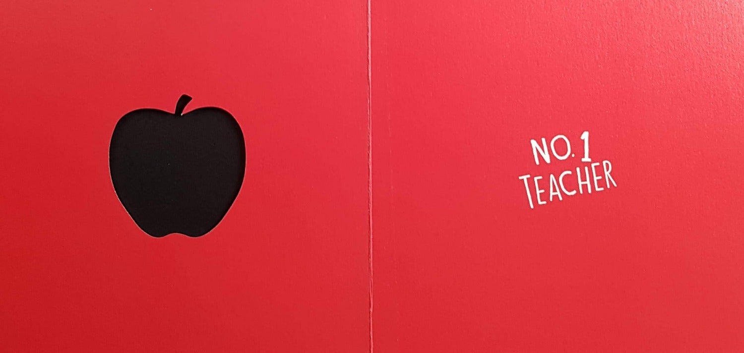 Thank You Card - Teacher / Colorful Pencils & Crayons Around The Red Apple