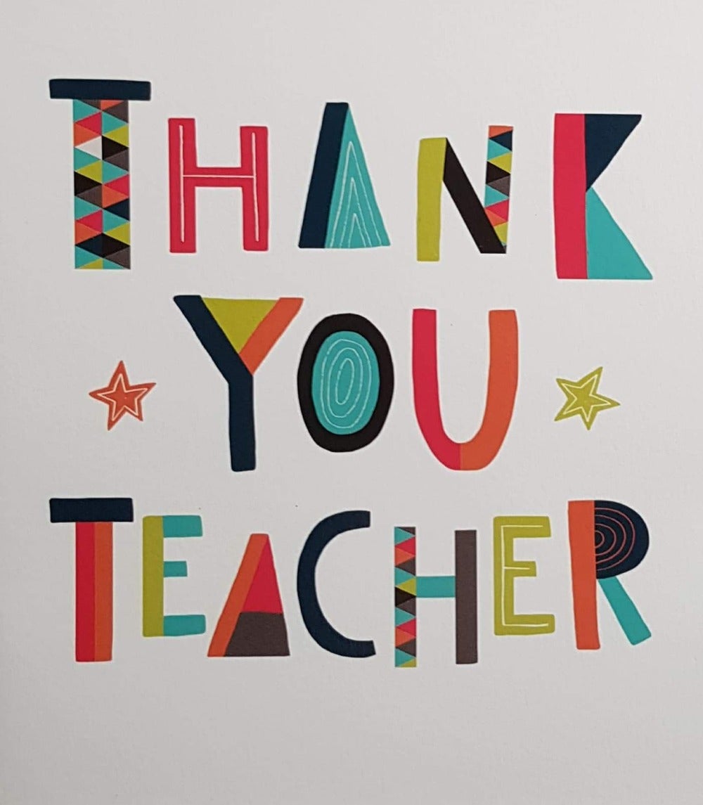 Thank You Card - Teacher / Fancy Letters