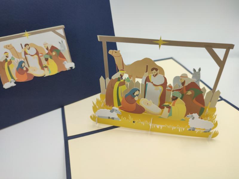 Christmas Pop Up Card - Cute Display of Nativity Scene