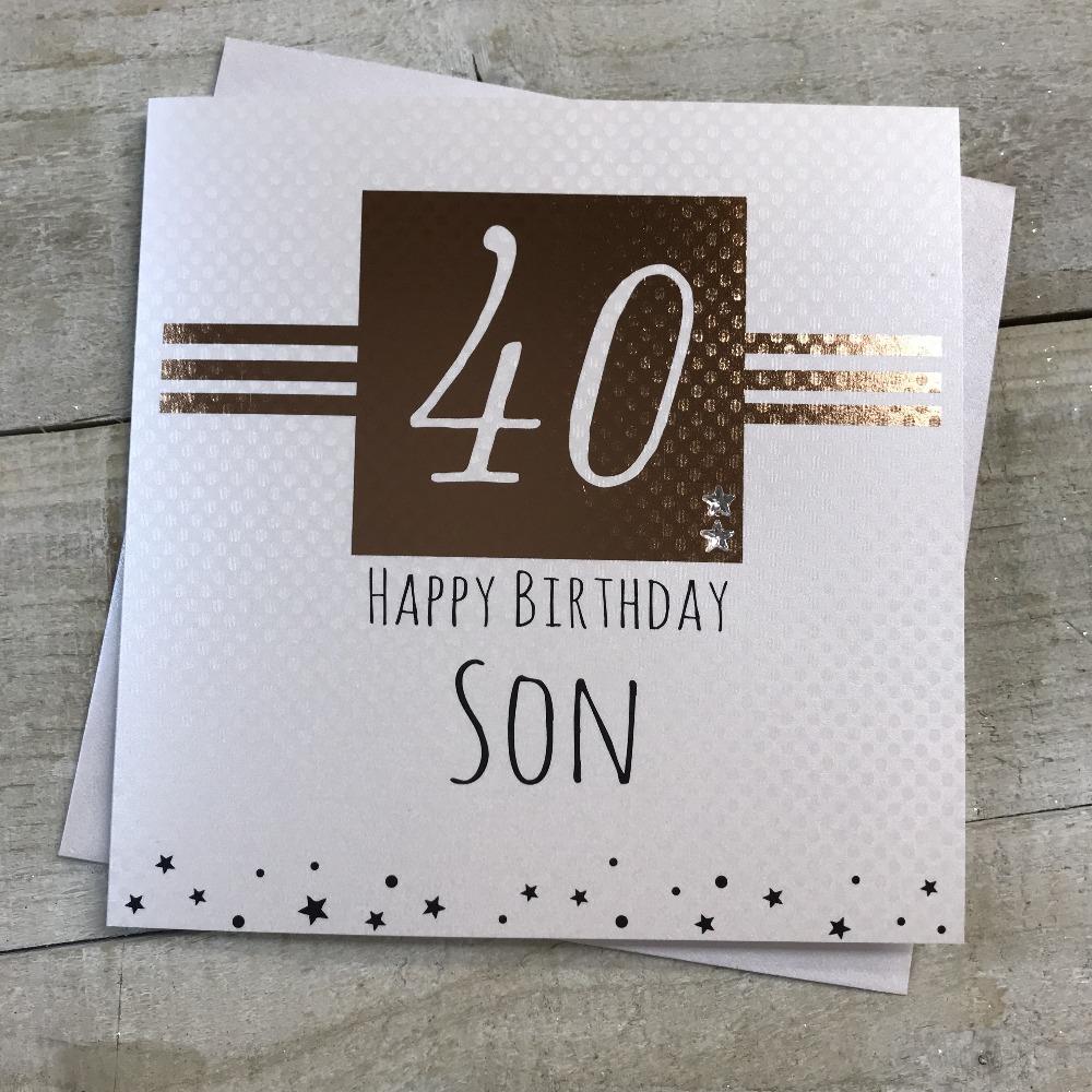 Age 40 Birthday Card - Son / Small Gold Stars & 40