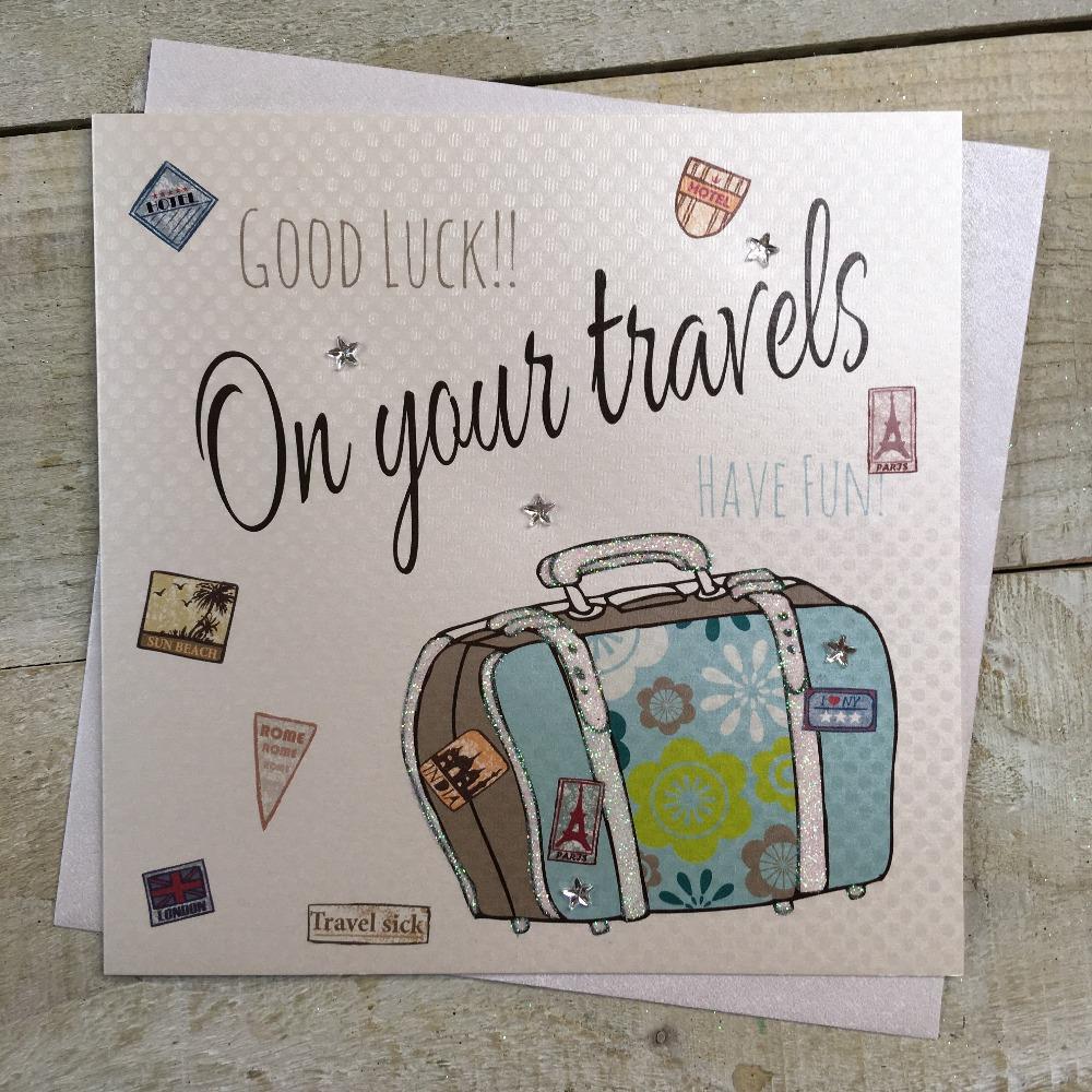 Leaving Card - Good Luck On Your Travel & Closed Suitcase