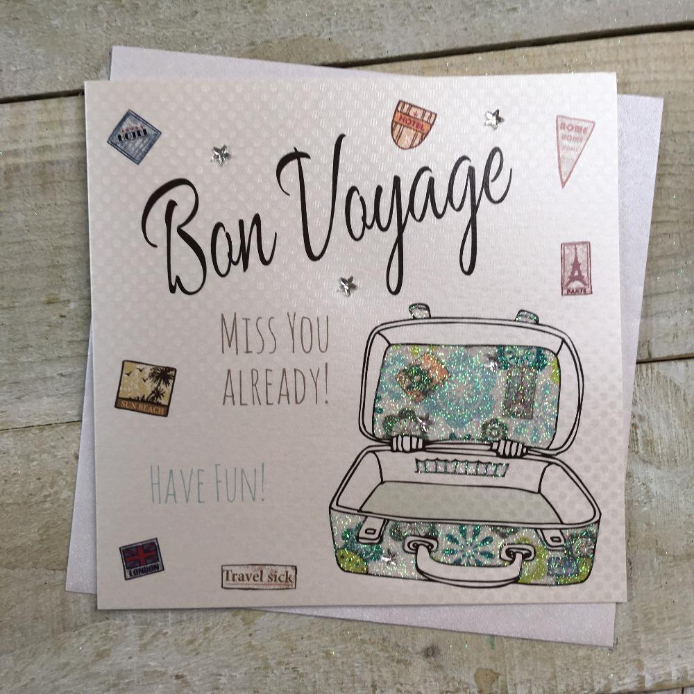 Leaving Card - Bon Voyage & Open Suitcase