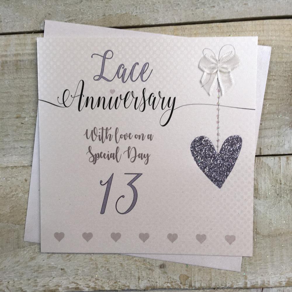 Anniversary Card - Lace / A Purple Heart & A Number 13