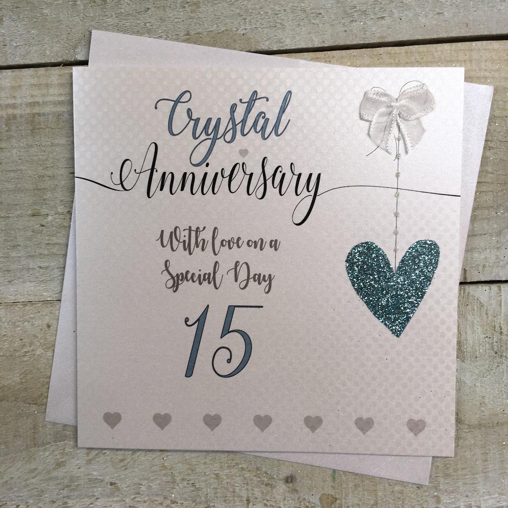 Anniversary Card - Crystal / A Blue Heart & A Number 15