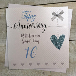 Anniversary Card - Topaz / A Blue Heart & A Number 16
