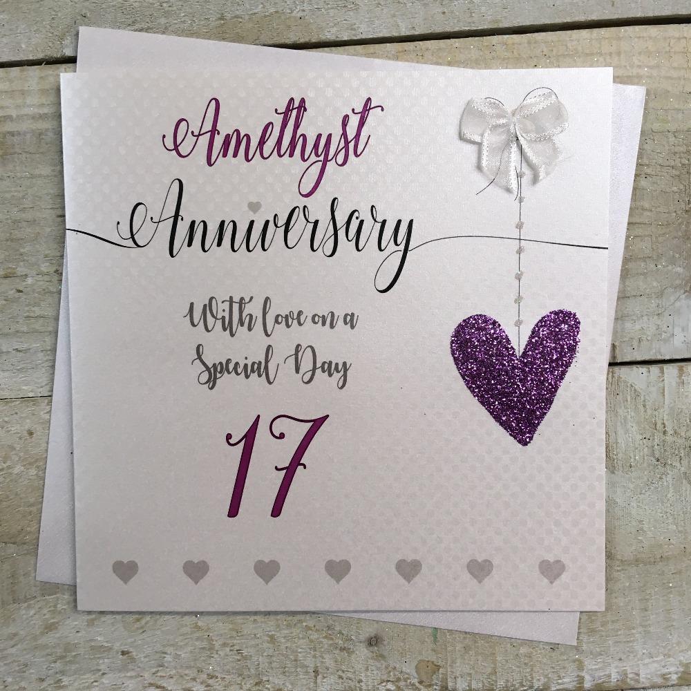 Anniversary Card - Amethyst / A Purple Heart & A Number 17
