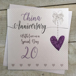 Anniversary Card - China / A White Ribbon & A Purple 20