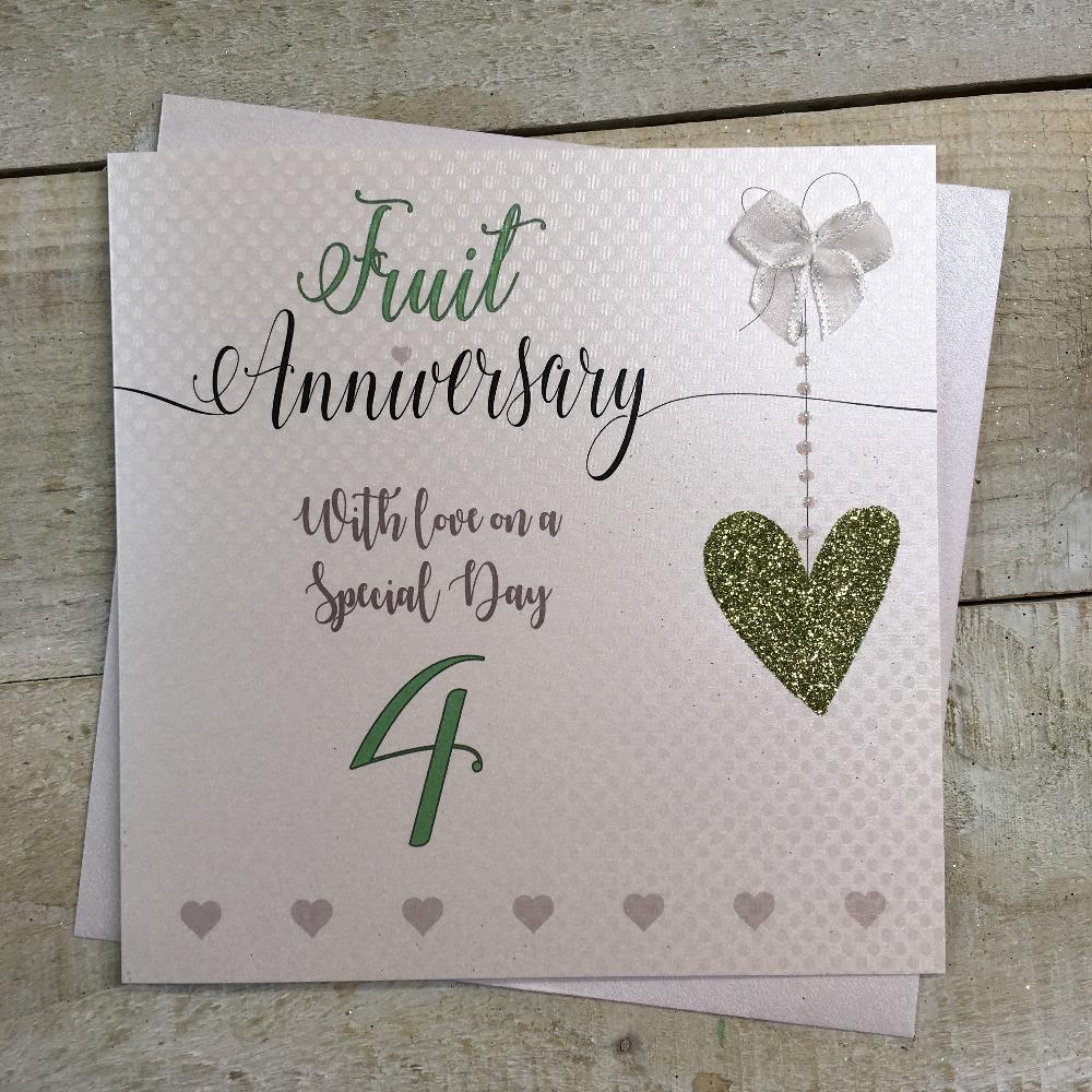 Anniversary Card - Fruit / A Shiny Gold Heart & A Number 4