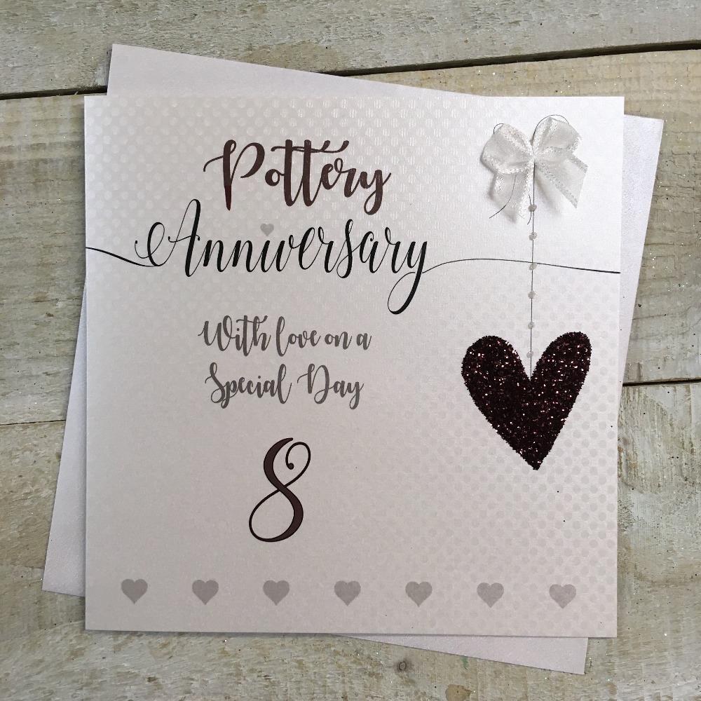Anniversary Card - Pottery / A White Ribbon & A Number 8