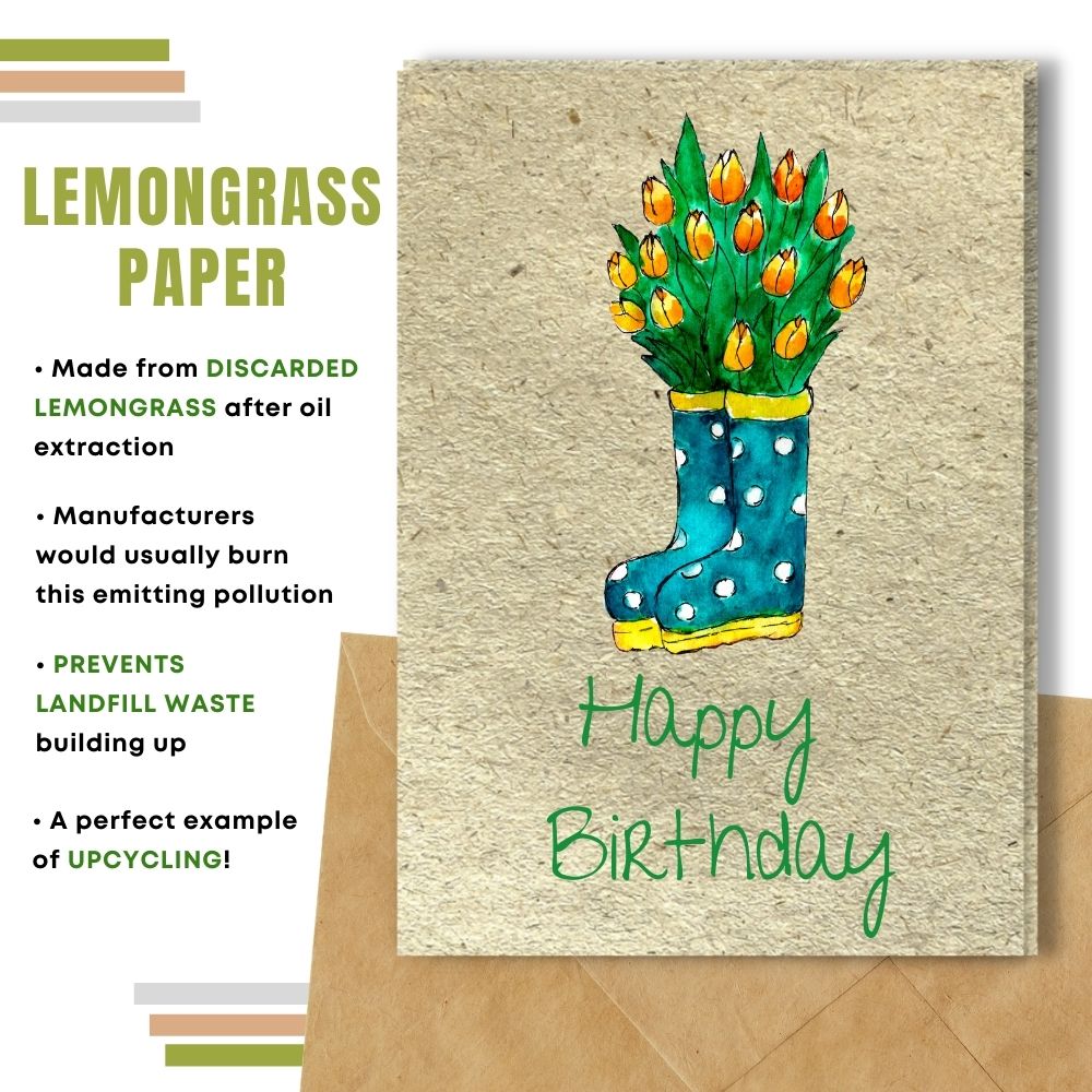 General Birthday Card - Boots & Flowers