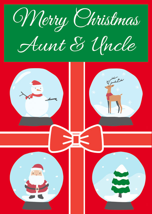 Aunt And Uncle Christmas Card Personalisation - Red Ribbon & Bow