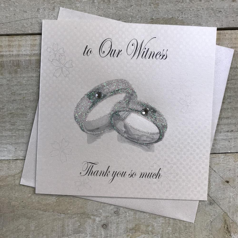 Wedding Card - Witness / Two Silver Rings With Diamonds