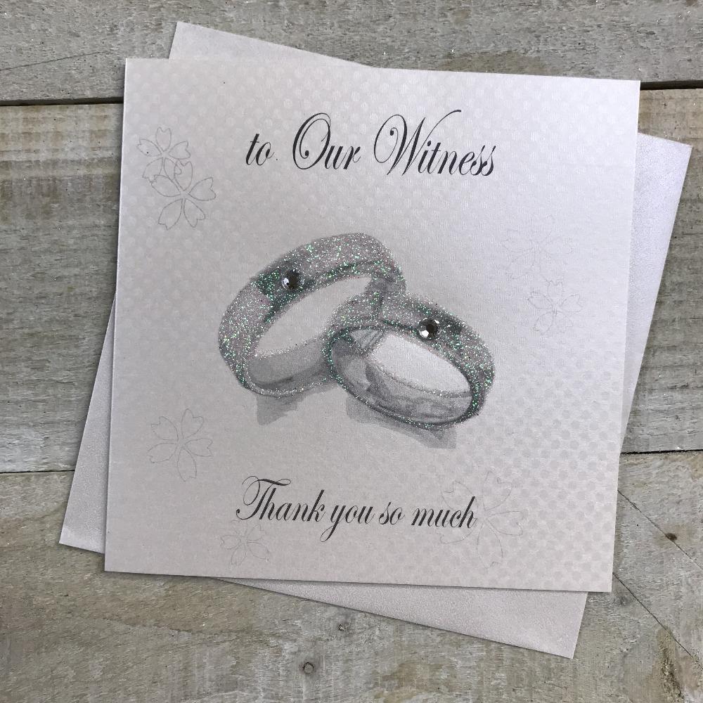 Wedding Card - Witness / Two Silver Rings With Diamonds