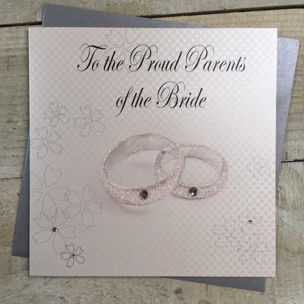 Wedding Card - Parents Of The Bride / Floral Design With Two Rings