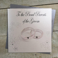 Wedding Card - Parents Of The Groom / Two Pink Shiny Rings