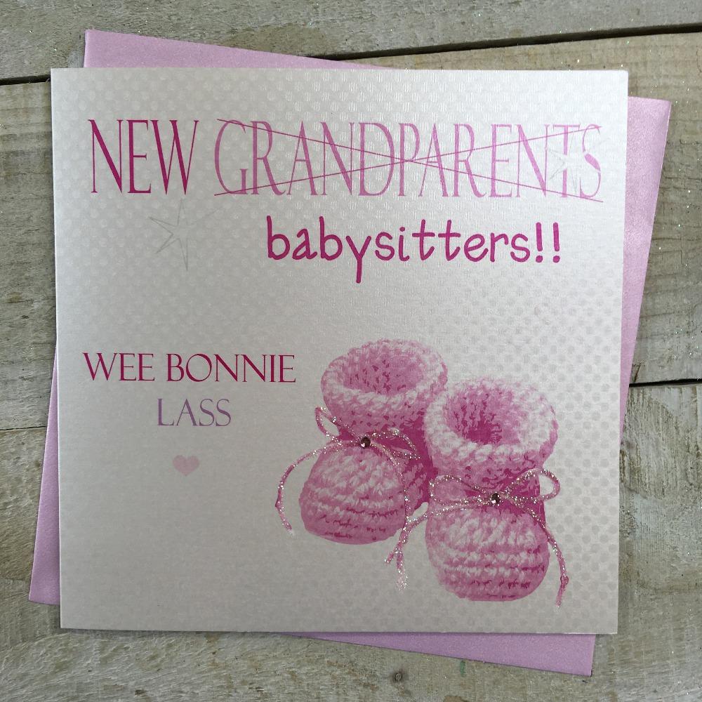 New Baby Card - New Babysitters & Tiny Pink Shoes